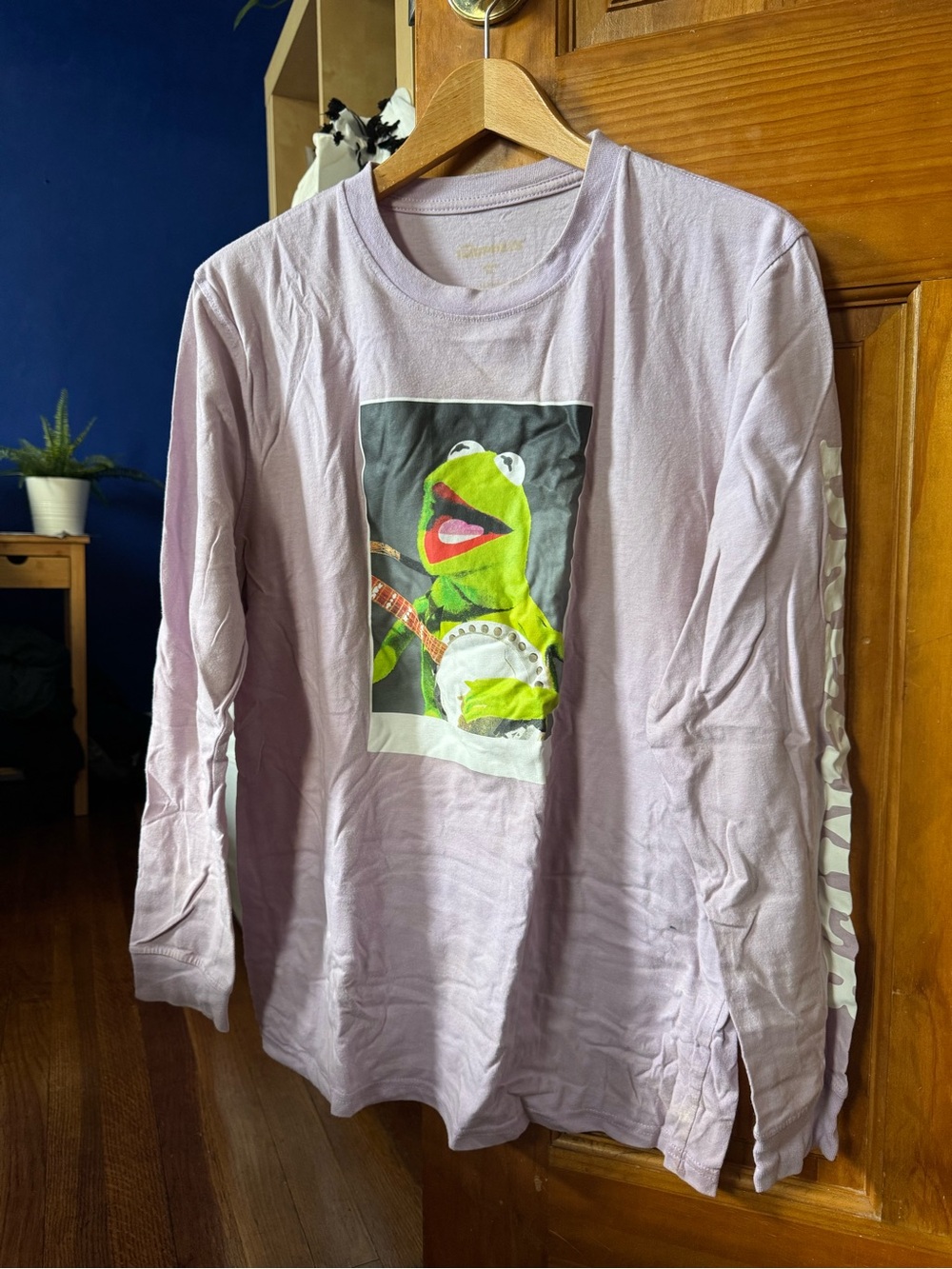 Disney The Muppets Kermit the Frog Banjo Dreamer Long Sleeve Shirt Purple Med